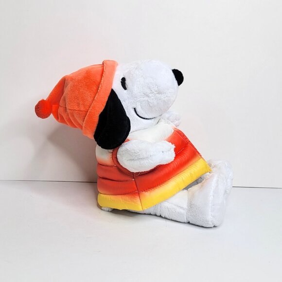 2024 Peanuts Snoopy Candy Corn Puffy Vest 10" CVS Halloween Orange Puffer Plush - Picture 4 of 5